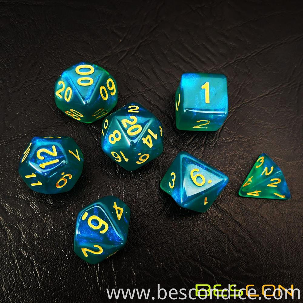 Peacock Blue Resin Dnd Polyhedral Dice Set 3